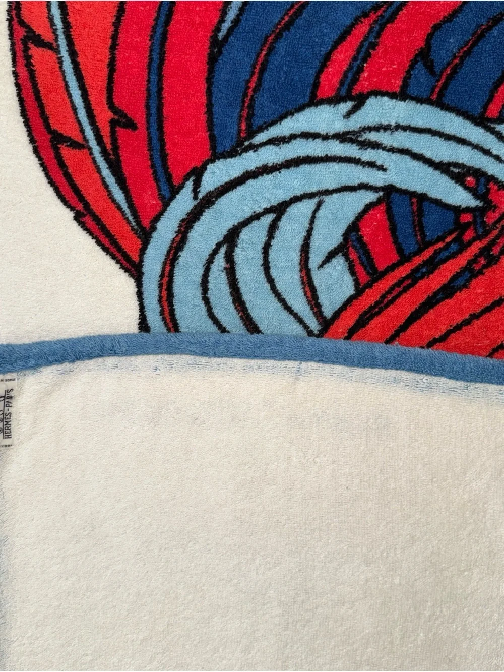 AUTHENTIC HERMES PARIS vintage RARE”COQ”(ROOSTER)Terry cloth cotton beach towel